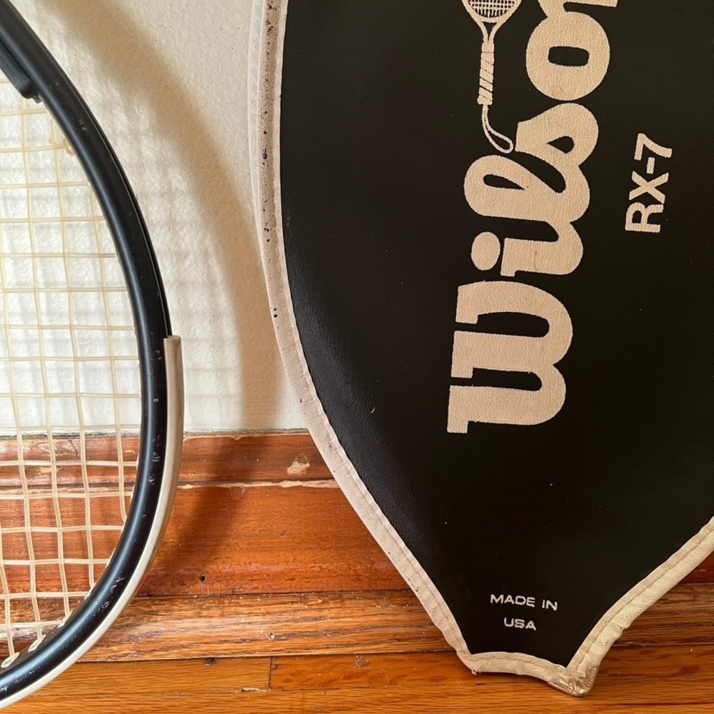Vintage Wilson RX-7 Tennis Racquet with Original Made in USA Head Cover Black - Picture 7 of 9